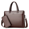High Quality Mens PU Leather Laptop Plaid Tote Shoulder Briefcase with Zipper PU Men Business Bags