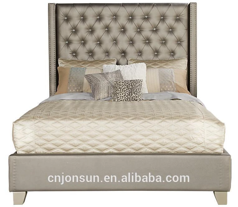 High Quality Modern Fashion style king size luxury bed grey bedroom furniture