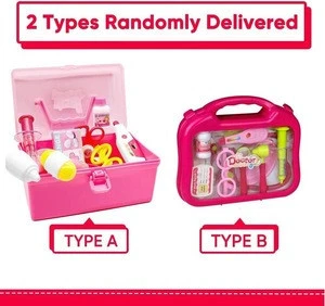 High Quality Pretend Play Medical Kit Education Set Doctor Toy Pink Carry case  for Kid