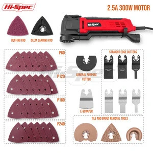 Hispec 300W Power Corded Oscillating Multi Tool Kit with Saw Cutter Sanding Grinding Grout Removing Power Tool Combo Set