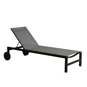 Hormel outdoor furniture pool side reclining aluminum sling chair modern chaise lounge with wheels