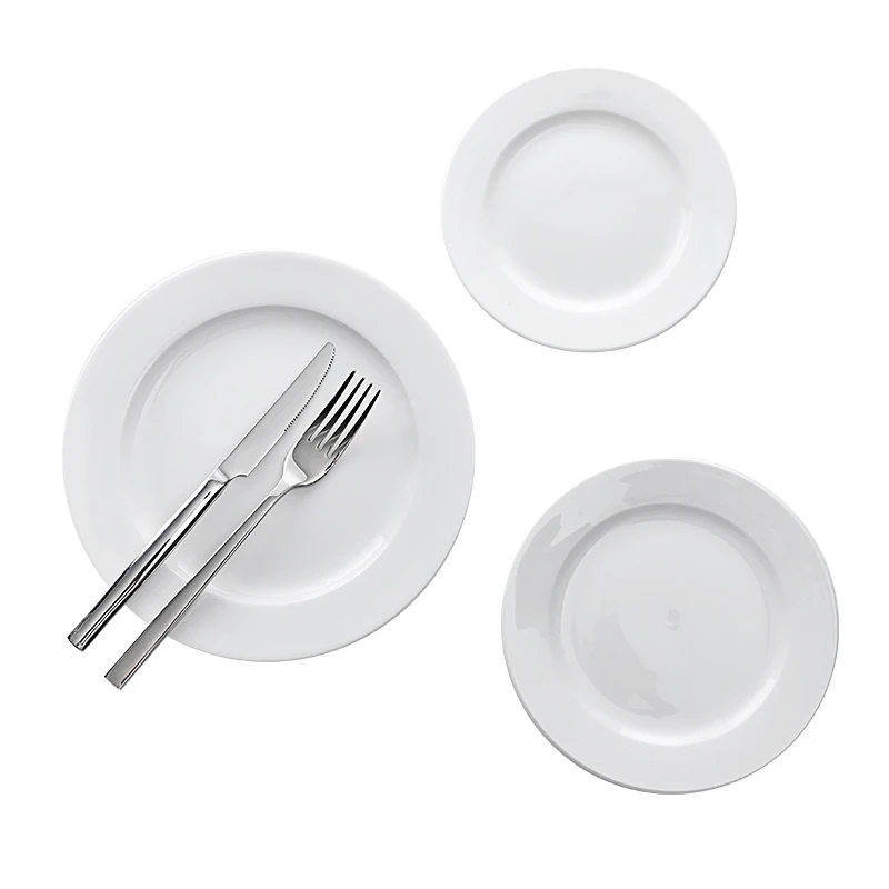 Hosen Manufacturer Restaurant Hotel White Porcelain Dinnerware Plate, Custom Wholesale Bulk Wedding Ceramic White Dinner Plate~