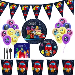 Hot Game Among Us Theme Birthday Party Decoration Cartoon Disposable Tableware Paper Cups Plates Baby Shower Kids Party Supplies