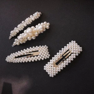 Hot ins style korea pearl hair barrette for women girls fashion alloy metal bb pearls hair pins yiwu factory produce