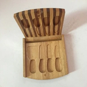 Hot sale 2inch 4 Pcs cheese tools ,wooden cheese knife set with wood box