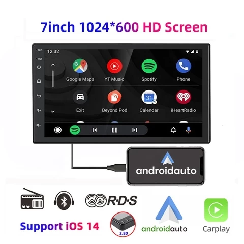 Hot Sale 7Inch 2.5D Touch Screen Carplay Am Rds Usb Aux Wheel Control Android Auto Car Mp5 Player Auto Radio Stereo