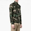 Hot Sale New Style Pointed Collar Chest Pocket Curved Hem Clothing Mens Button Up Camouflage Shirts