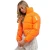 Import Hot Sales PU Leather Short Standard Collar Orange Puffer Jacket Women Winter Bubble Coat from China
