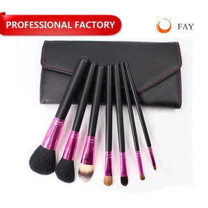 hot seller soft goat hair 7pcs makeup brushes cosmetic tool kits with black pouch