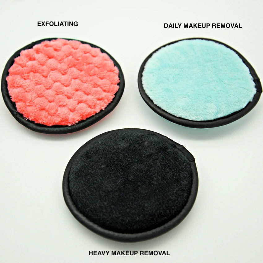 Hot selling in Amazon 2 or 3 layer Gentle Exfoliation Round double Microfiber Reusable Makeup Remover Pads