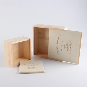 Hot selling small wooden box, wedding partner gift wooden box, custom sliding wooden box packaging box