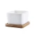 Import Hot Selling White Ceramic Flower Pot with Bamboo Tray Garden Mini Succulent Container from China