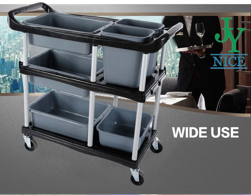 hotel collection trolley with container PP plastic kitchen plate collect cleaning service cart chariot de nettoyage service