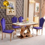 Hotel furniture dining room sets dining table and chairs metal glass tables made in China DT006