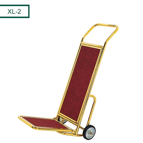 Hotel golden colour luggage bellman cart stainless steel luggage  bellman trolley