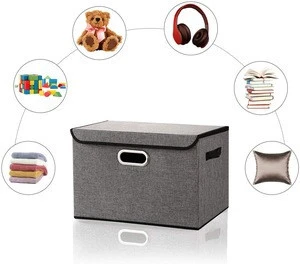 Household Items High Quality Foldable  Fabric Storage Boxes Bins With Lid For Dress Clothes Toy  storage