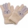 in stock rabbit Acrylic Touch Screen jacquard design cashmere brushed Winter Warmer Knitted mittens and gloves