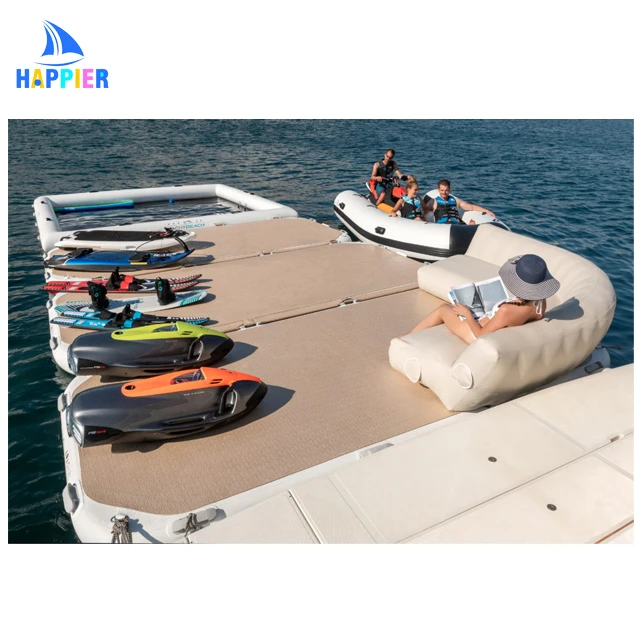 Inflatable Floating Water Mat Island Jet Ski Dock Floats Platform Boat Leisure Water Mat