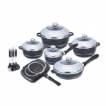 JEETEE 23 Piece die-casting aluminum cookware nonstick cookware set with kitchen utensils with double grill pan
