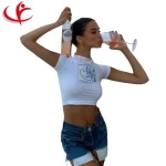 K21L00030 2021 Summer cotton T Shirts women summer Navel Bare Cropped Fashion Top Tee Slim Fit Short T-shirt