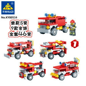 KAZI 80516 the fire rescue 9 in 1 special fire fighting vehicle building blocks diy blocks