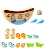 Kids Educational Toy Colorful Wooden Cartoon Animal Shaped Building Blocks Noah&#39;s Ark Balance Toys