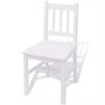 Kitchen Home Furniture Wood White 1 Dining Table and 2 Chairs Set