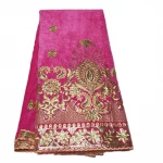 KLS 100%Polyetser embroidered velvet net lace fabric for dress