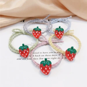 Korean Cute Small Strawberry Scrunchies Hair Ties Wholesale Bulk Hair Scrunchies