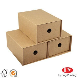 kraft paper sliding shoe box in drawer for shoes packaging wholesales