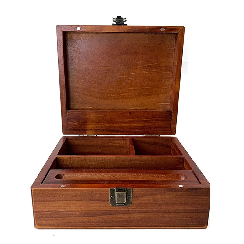 Large airtight smoking accessories cigar storage magnetic box rolling tray set wooden stash box