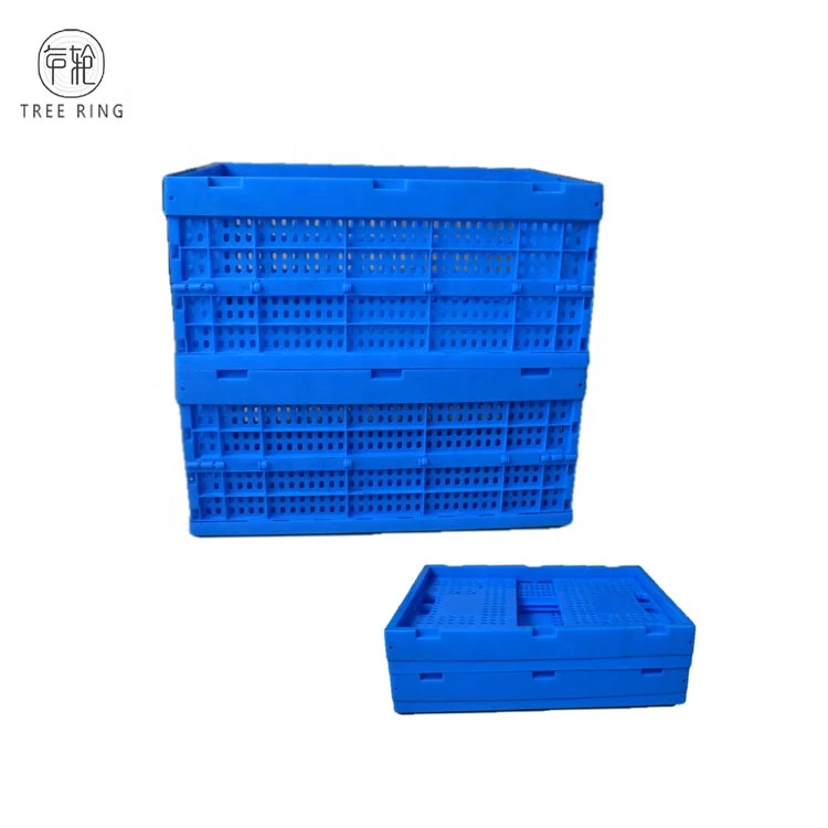 Large Foldable Industrial Square Plastic Collapsible Storage  Fruit Crates With Lids For Agriculture Transport