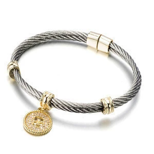 Latest design fashion stainless steel magnetic buckle bracelet cable bracelet
