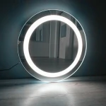 Led Backlit Bathroom Mirror Vanity Round Wall Mount Bathroom Finger Touch Light Mirror Bath Mirrors