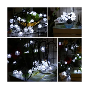 LED Crystal Ball String Light Fairy Light Christmas Light With Solar Panel & 8 Flash Function