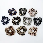 Leopard Print Hair Scrunchies Velvet Elastic Hair Bands