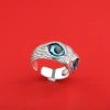 Lerca S925 Silver Hand Jewelry Vintage Devils Eye Owl Ring Mens and Womens Open Rings