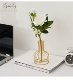 Living Room Table Desktop Wrought Iron Luxury Metal Gold Vases Home Decoration