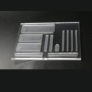 Lucite makeup counter shopfitting Perspex Aftershave Display stand Clear Acrylic Milled loading sorting tray