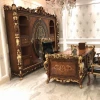 luxurious solid wood hand carved veneer inlay classic home office furniture set