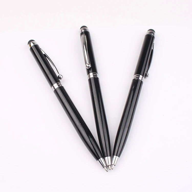 Luxury Black and Silver Clip Roller Ball Stylus Pen