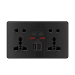 Luxury Brush Black Light Wall Switch UK Africa Electrical Switches Socket 1Gang 2Way Dimmer Curtain Switch USB TV Socket