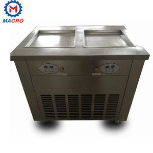 Luxury Mobile Single Square Pan With 1 Barrel Match Type Commercial Fried Ice Making Machine