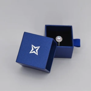 Luxury unique wholesale custom blue drawer cardboard gift packaging necklace earring velvet paper jewelry boxes with logo