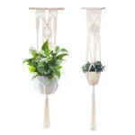 Macrame Plant Hangers - 4 Pack, in Different Designs - Handmade Indoor Wall Hanging Planter Plant Holder - Modern  Home
