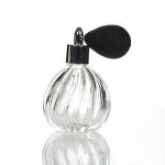 Manufacturer Perfume Bottles 80ml Round Ball Embossed Crystal Perfume Glass Bottle with Pump Spray