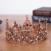 MAR025 Classic baroque round miss universe diamond pearl princess bridal tall tiara pageant wedding crown