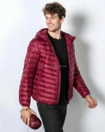 Mens Hooded Folding Down Jacket men Windproof White Duck Down Padded Puffer Jacket down