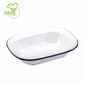 Metal Enamel Coating Food Dishes Plate Dinner Tray Soup Plate