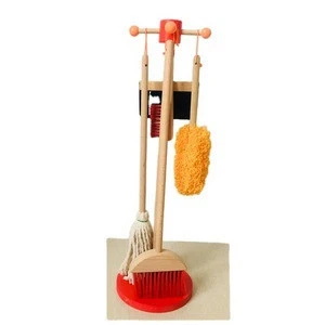 Mini Home Cleaning Tools Kids Cleaning Set Toddler Children Broom Mop Wooden Pretend Role Play Toy